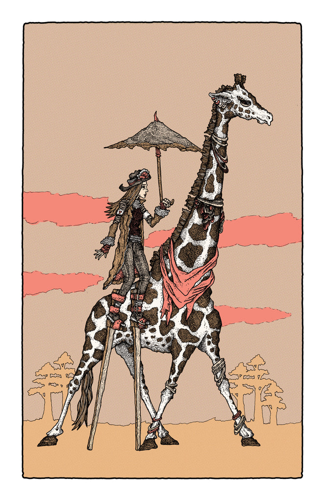 A Single Giraffe in a Field