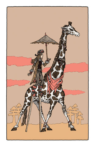 A Single Giraffe in a Field